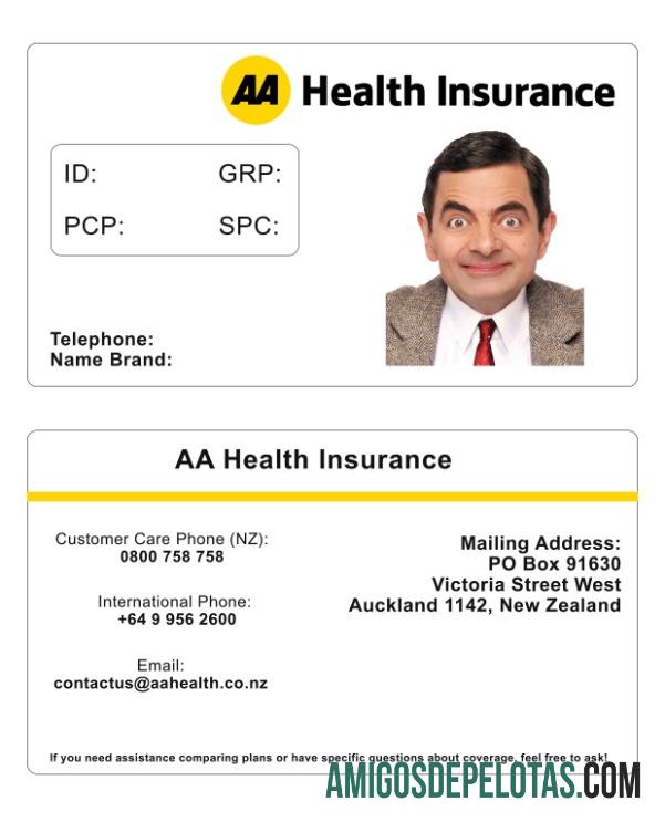 Cartão de seguro saúde da Nova Zelândia amostra